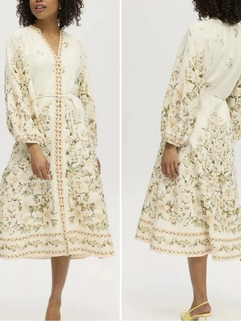 Calypso St. Barth Cream Floral-Print Linen Midi Dress - Picture 8 of 9